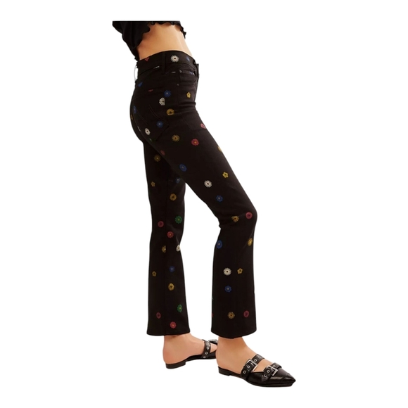 MOTHER The Insider Flood Fresh As A Daisy Black Jeans Sz 27 NWT $218 - Picture 3 of 14